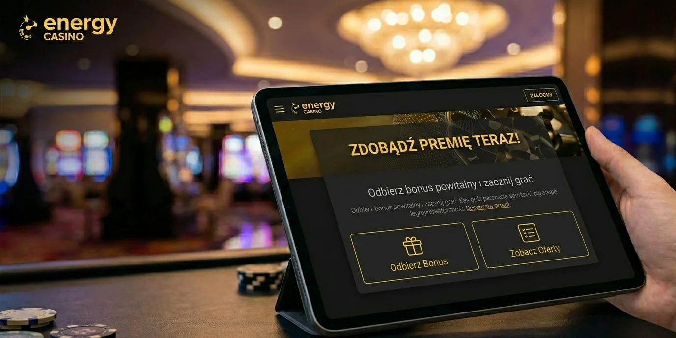 Odbiór bonusu Energy Casino na tablecie